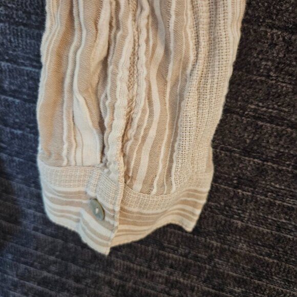 Susan Graver 100% Cotton Tunic Shirt Size 1X White Striped Beige White - Picture 7 of 12